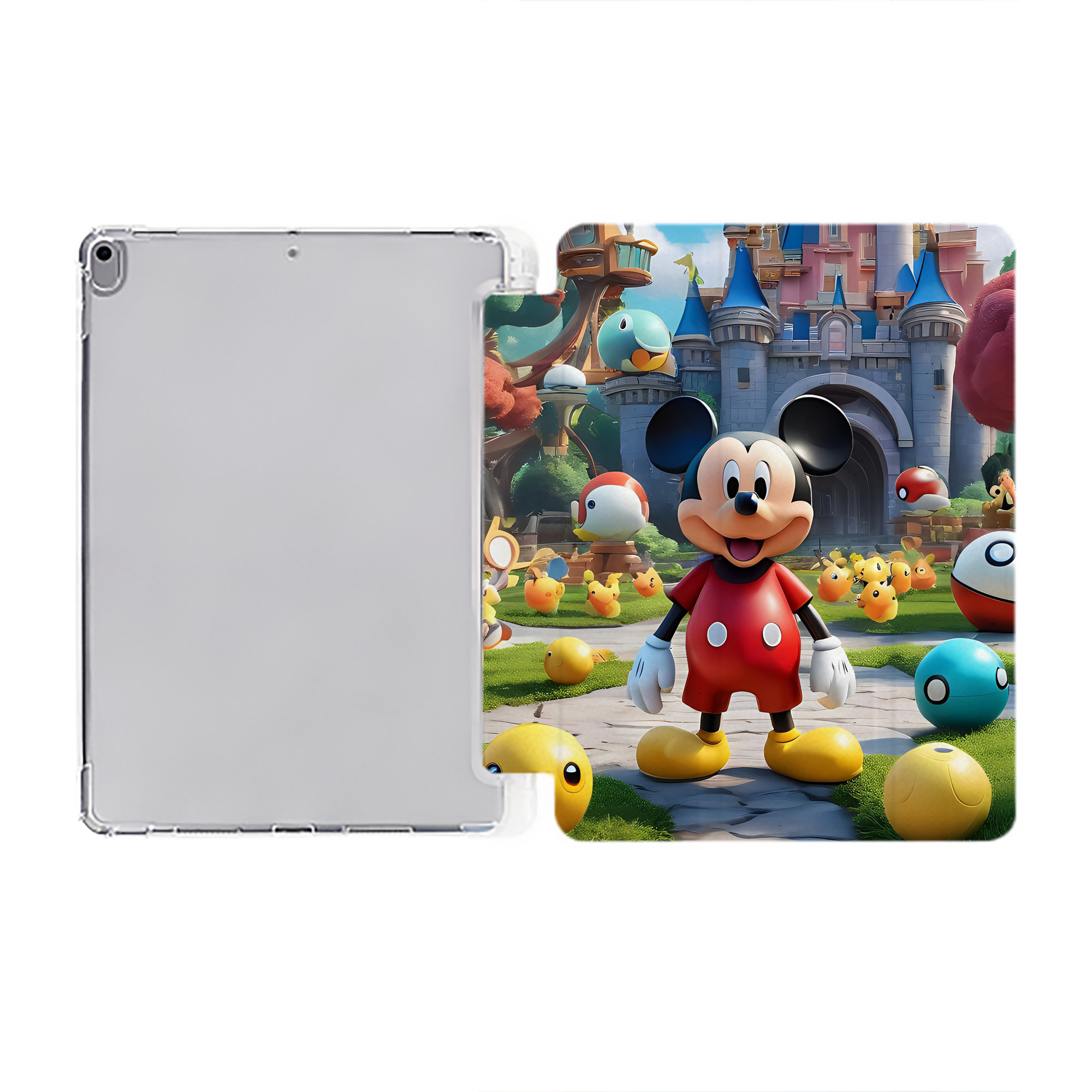 （画像用） ミッキーマウス Mickey Mouse IPad ケース ペン収納付き 三つ折りスタンド PUレザー×シリコン 対応機種9.5/10.5/10.9インチ
